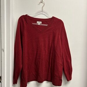 Lucky Brand Deep Red V-Neck Sweater